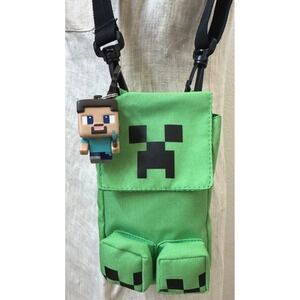 Minecraft Creeper Crossbody Bag Green Shoulder Phone Pouch Steve Charm